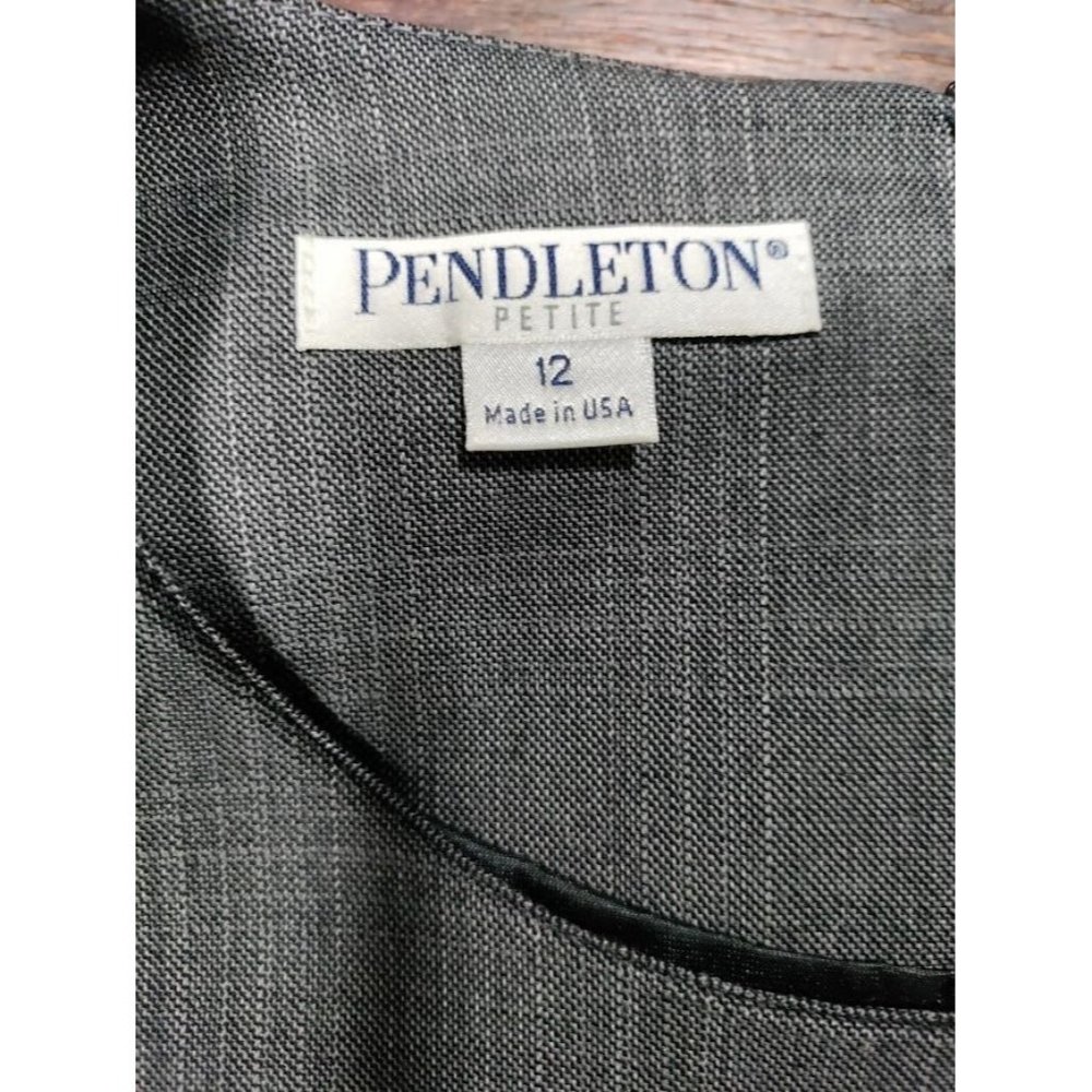 80's Pendleton 100% Wool Black & White Houndstooth Sheath Midi Dress 12 P - Picture 11 of 16